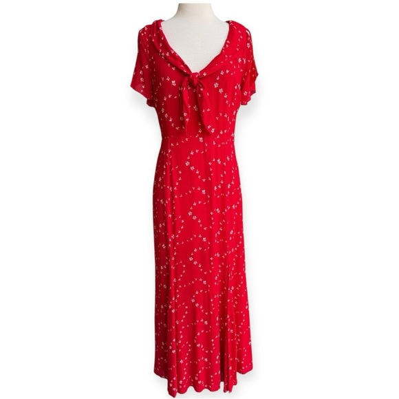 Reformation Dresses & Skirts - Reformation Red Floral Maxi Dress Size 12 Vintage inspired